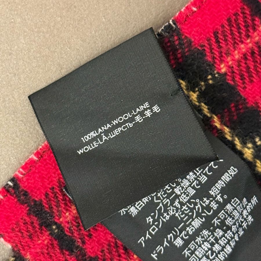 BALENCIAGA | 紅色格紋 Logo 羊毛圍巾/披肩-6