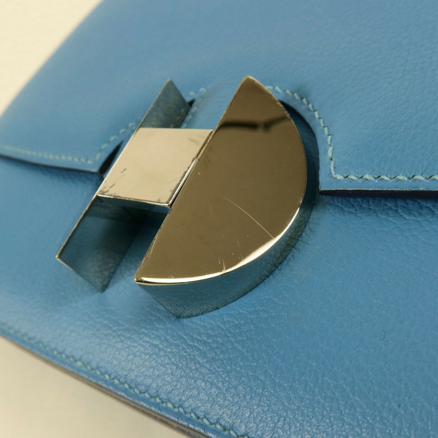 HERMES Evercolor皮革2002銀扣肩背袋Bleu Du Nord-18