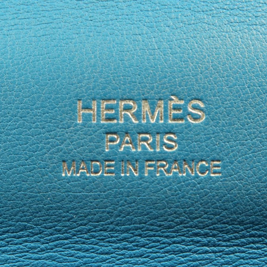 HERMES Evercolor皮革/Swift皮革24/24 Mini銀扣手挽肩背兩用袋Bleu Frida-5