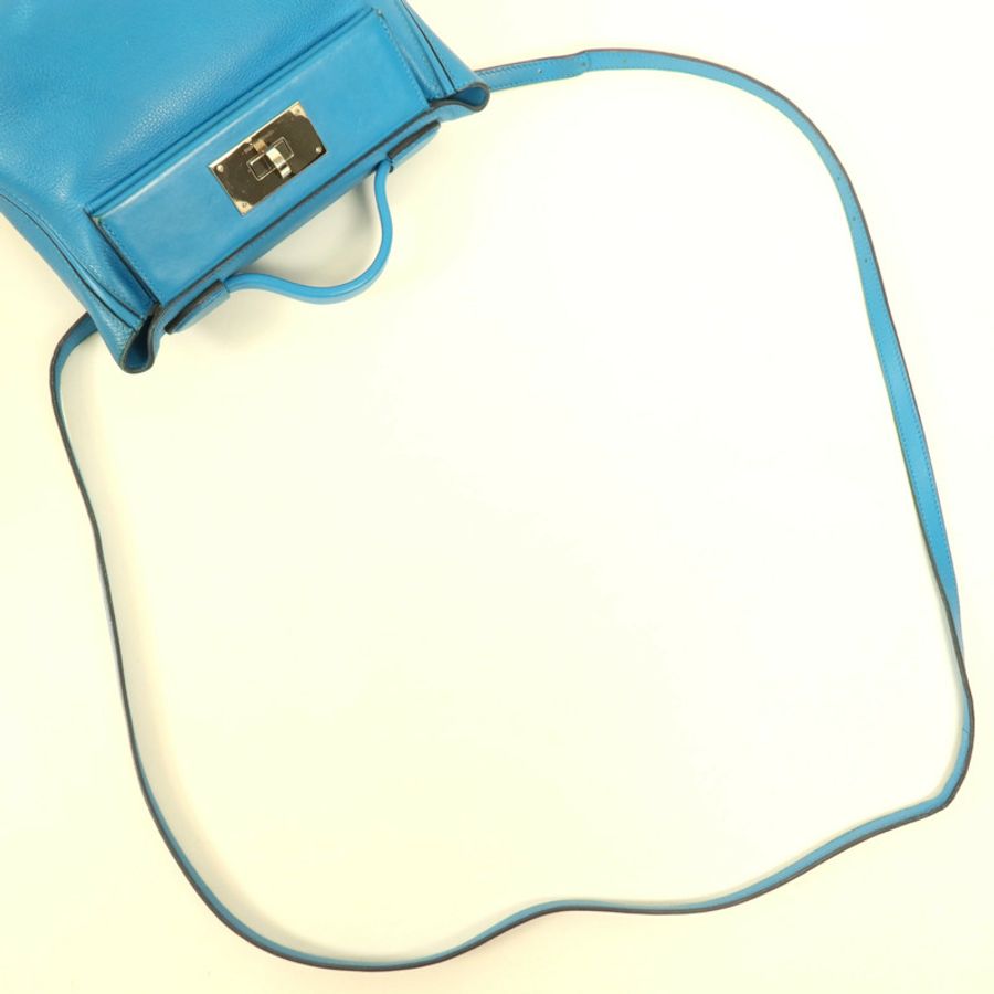 HERMES Evercolor皮革/Swift皮革24/24 Mini銀扣手挽肩背兩用袋Bleu Frida-8