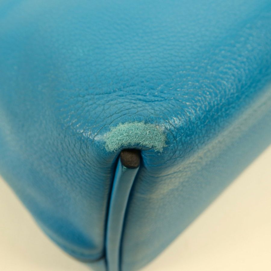 HERMES Evercolor皮革/Swift皮革24/24 Mini銀扣手挽肩背兩用袋Bleu Frida-13