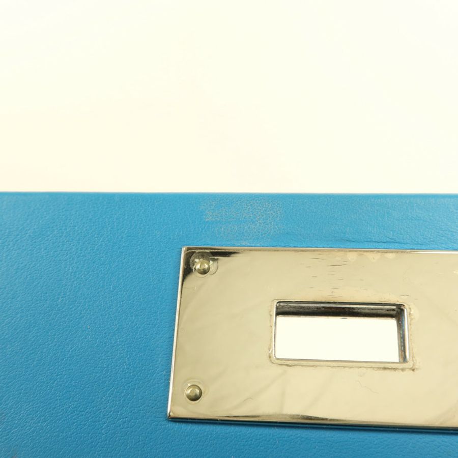 HERMES Evercolor皮革/Swift皮革24/24 Mini銀扣手挽肩背兩用袋Bleu Frida-14