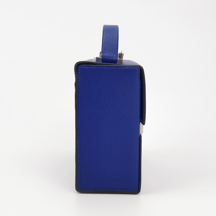 Hermes Cinhetic18 純色鏈條不對稱H型封口單肩包 山羊皮銀扣7T電光藍A刻-2