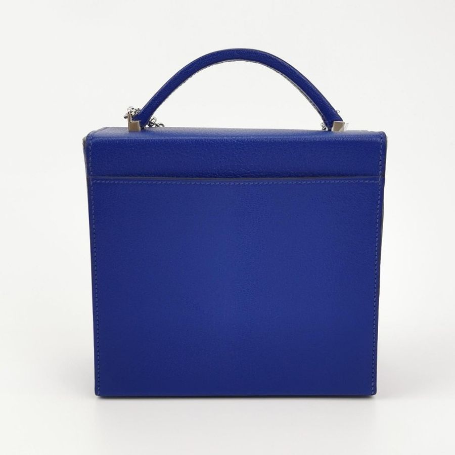 Hermes Cinhetic18 純色鏈條不對稱H型封口單肩包 山羊皮銀扣7T電光藍A刻-3