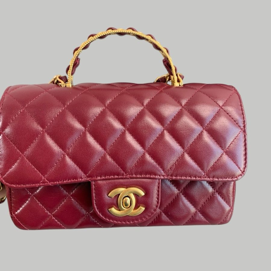 Chanel Lamskin Handel 20cm-1