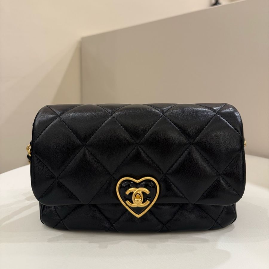 (全新甜價)chanel香奈兒 23s classic flap愛心琺瑯扣晶片款-0