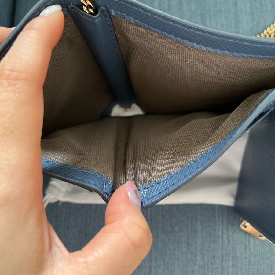 FURLA 霧藍色鏈條中夾-9