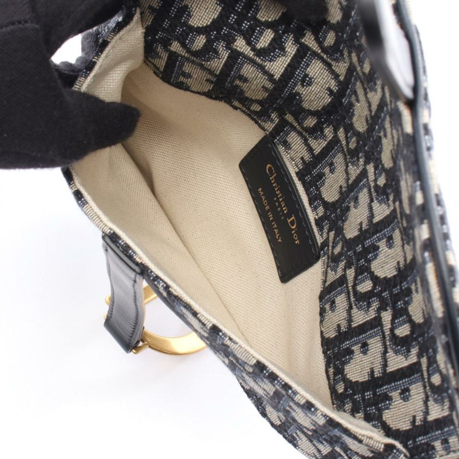 Christian Dior SADDLE Oblique 皮帶腰包帆布皮革海軍藍灰色二手-2