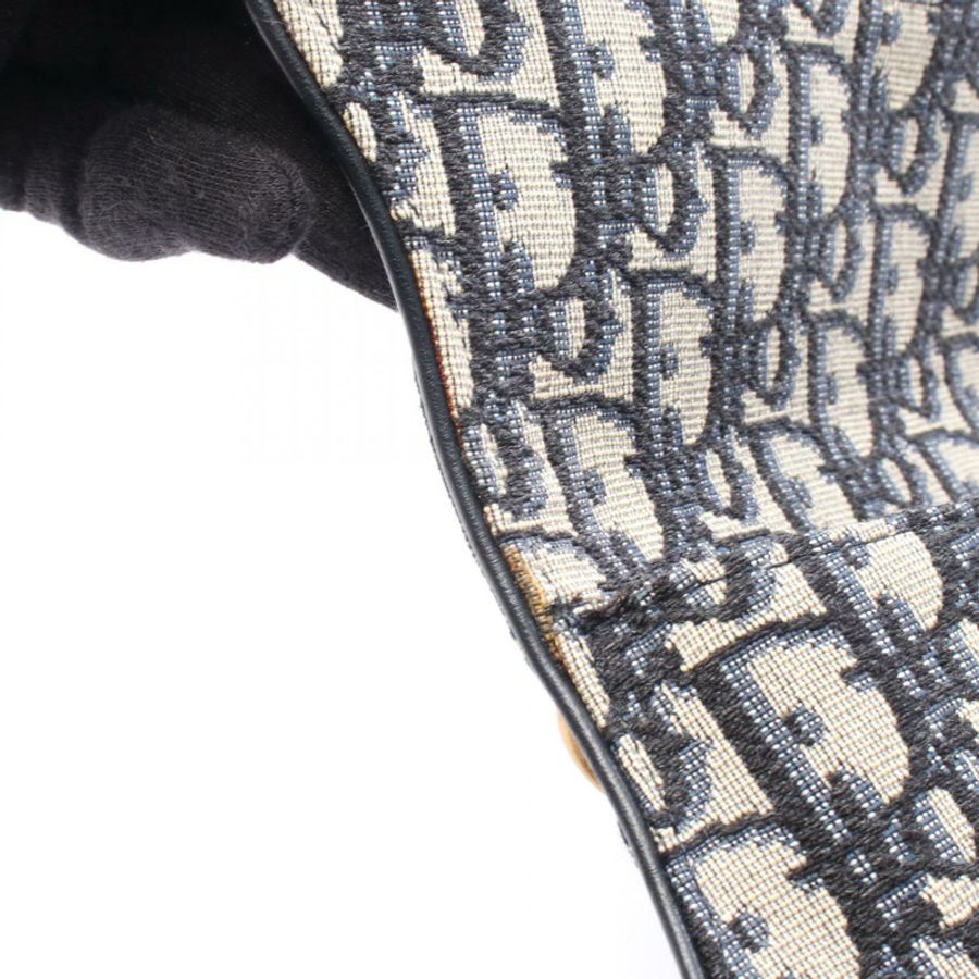 Christian Dior SADDLE Oblique 皮帶腰包帆布皮革海軍藍灰色二手-4