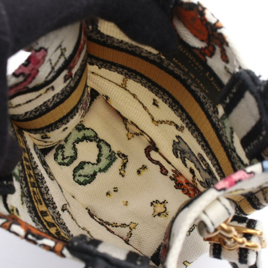 Christian Dior BOOK TOTE 迷你單肩手提包 帆布 白色 黑色 二手 女士-2