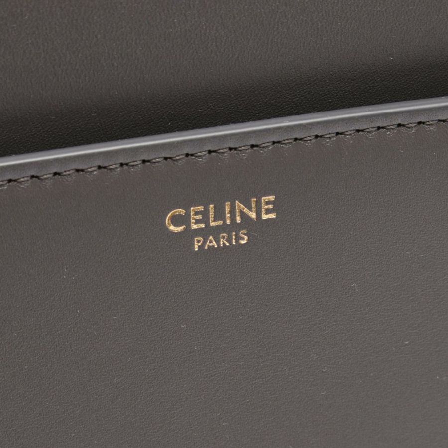 CELINE 16 中型單肩背包 187373 皮革 灰色 二手 女士-3