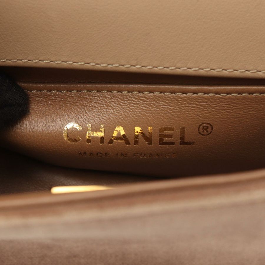 CHANEL Boy Chanel 迷你 Matelasse 鏈條單肩包 面料 卡其色 二手 GHW 女款-3