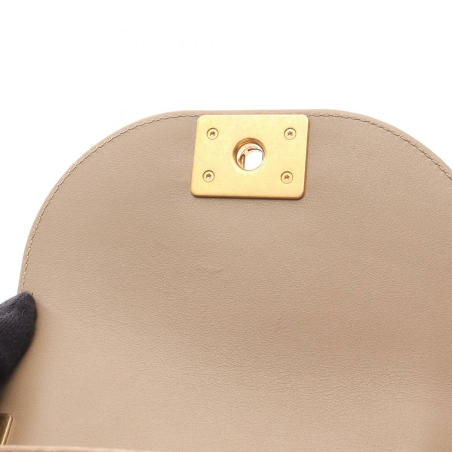 CHANEL Boy Chanel 迷你 Matelasse 鏈條單肩包 面料 卡其色 二手 GHW 女款-5