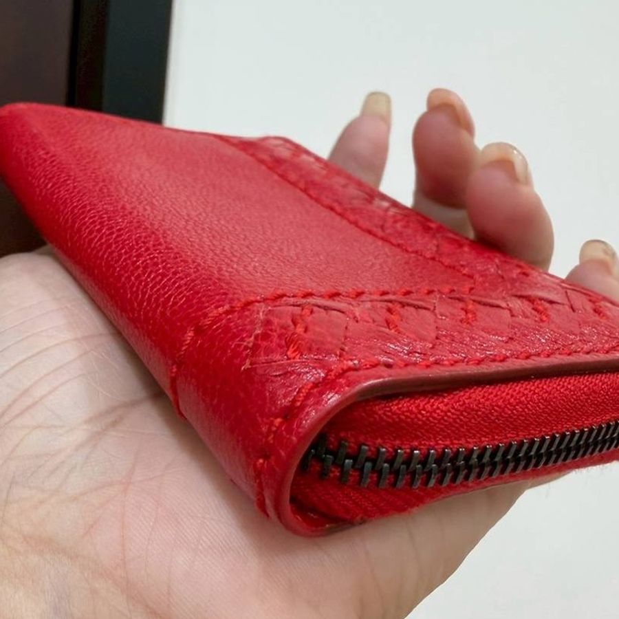 Bottega Veneta BV 紅色 卡包 卡夾 信用卡卡夾 短夾 皮包 皮夾 零錢包 手拿包-7