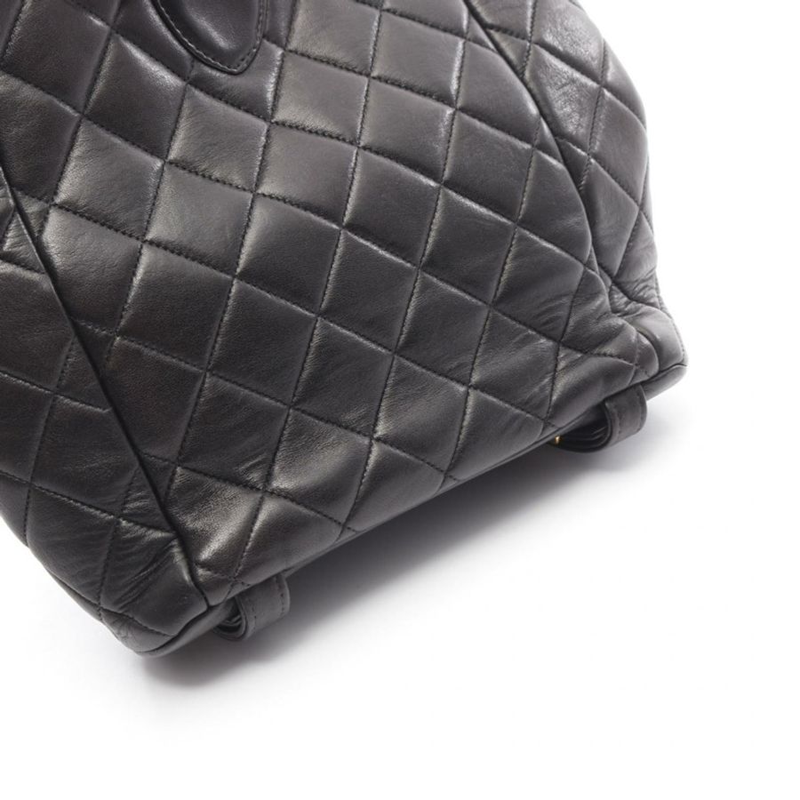 香奈兒 (CHANEL) Matelasse 雙旋扣鏈條背包 A10177 羊皮黑色金色五金-5