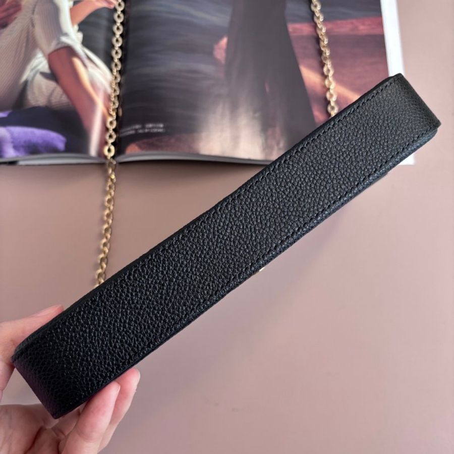::LOUIS VUITTON:: LV M82477 Félicie Pochette 黑色牛皮壓花紋 WOC三合一 金鏈斜背包-5