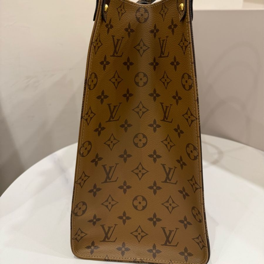 (極新全配)louis vuitton onthego Gm lv雙色拼接帆布托特肩背包-6