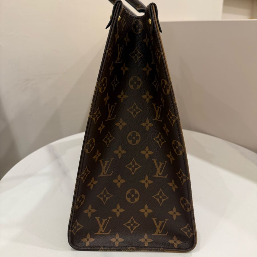 (極新全配)louis vuitton onthego Gm lv雙色拼接帆布托特肩背包-7