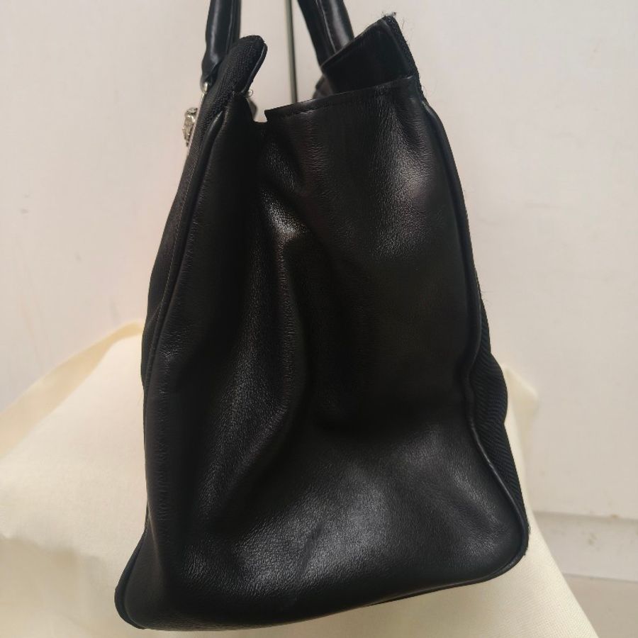 ㊣✨Versace✨凡賽斯 黑色 帆布 皮革 拼接 金屬 手提包/二手包/二手精品🌳二手樹屋🌳-2