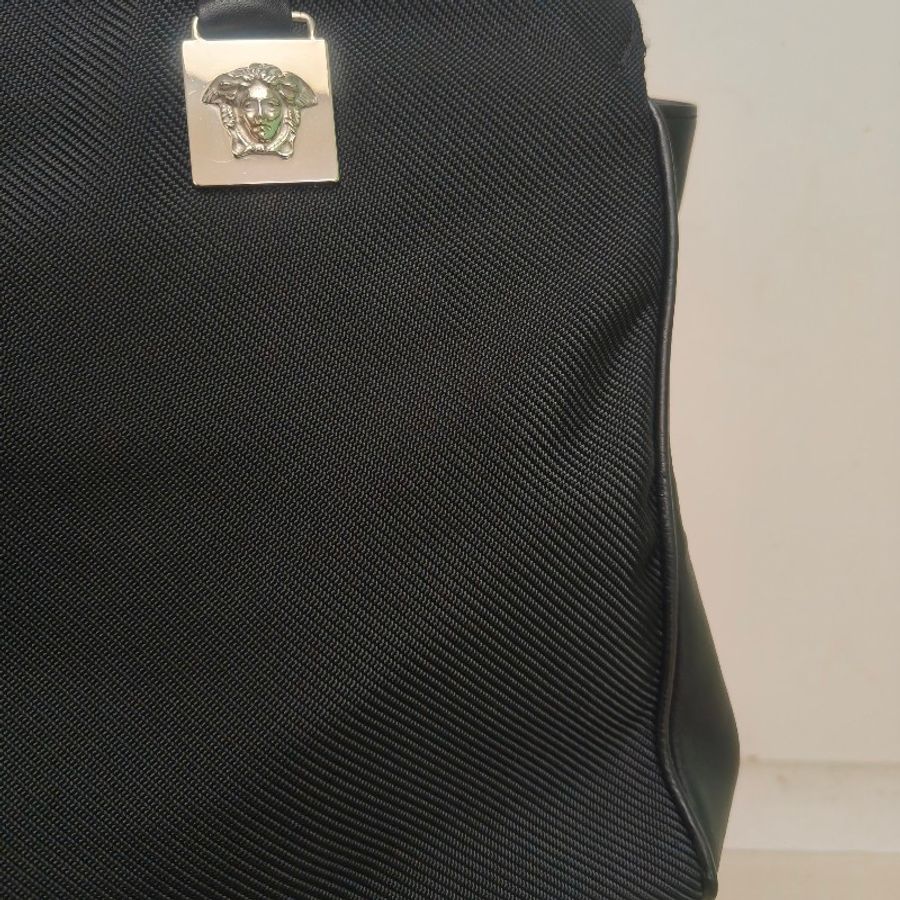 ㊣✨Versace✨凡賽斯 黑色 帆布 皮革 拼接 金屬 手提包/二手包/二手精品🌳二手樹屋🌳-27
