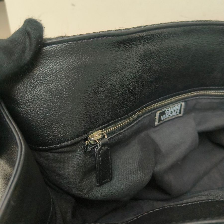 ㊣✨Versace✨凡賽斯 黑色 帆布 皮革 拼接 金屬 手提包/二手包/二手精品🌳二手樹屋🌳-35