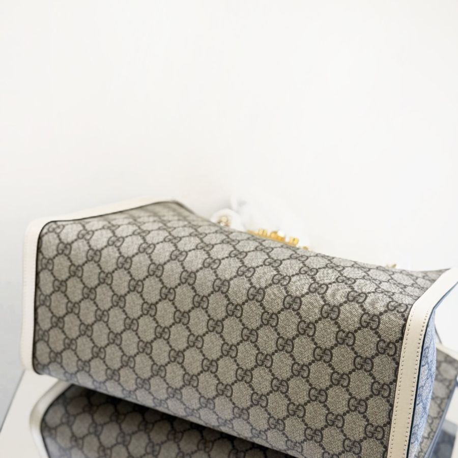 【閒置新】GUCCI/古馳 Padlock系列中號 鏈條包 白金配色-3