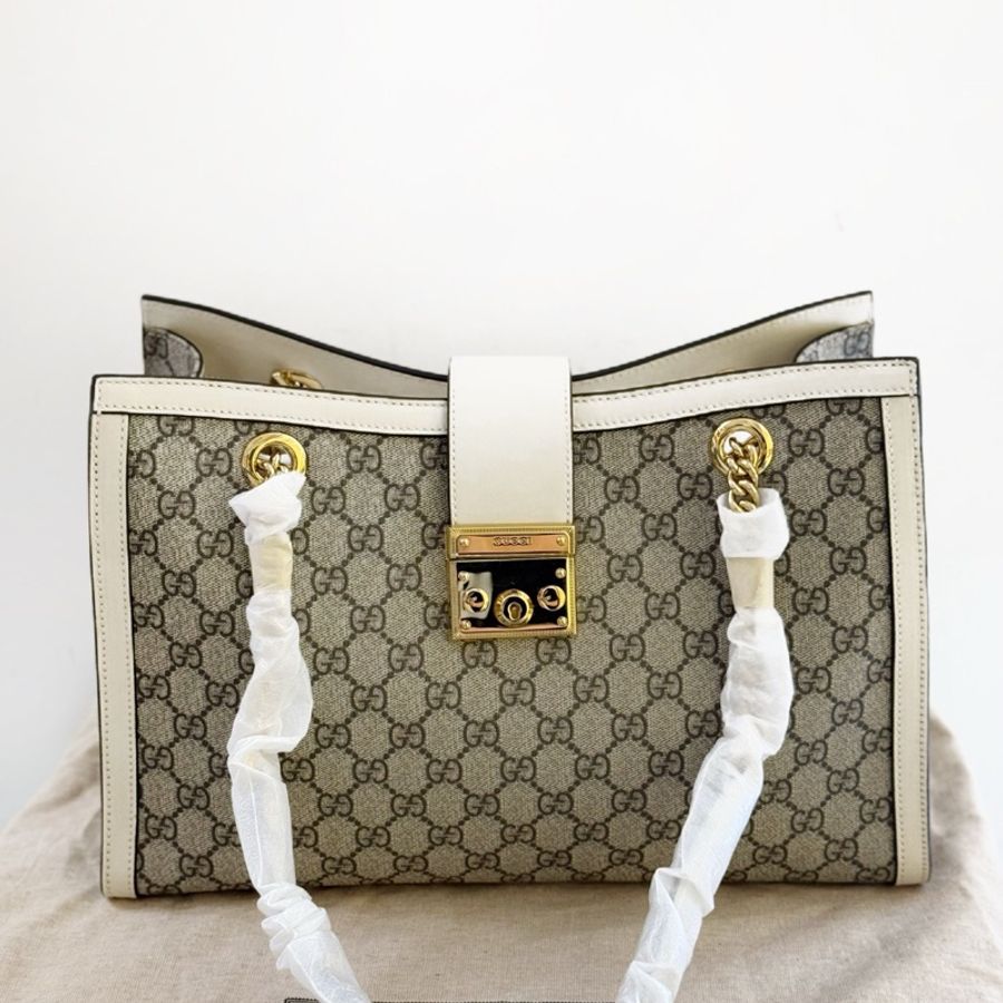 【閒置新】GUCCI/古馳 Padlock系列中號 鏈條包 白金配色-6