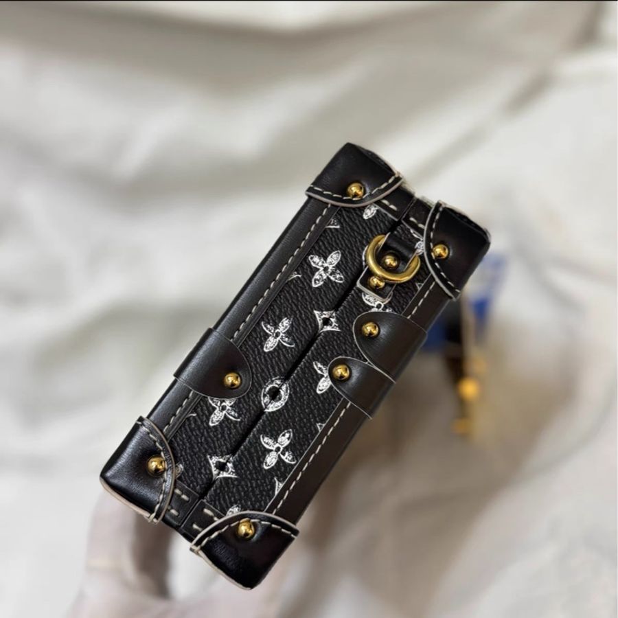 LV 黑色貓咪限量版 全皮金屬印花硬盒子petite Malle 尺寸約20*13*6cm 附件：盒子 塵袋。-5
