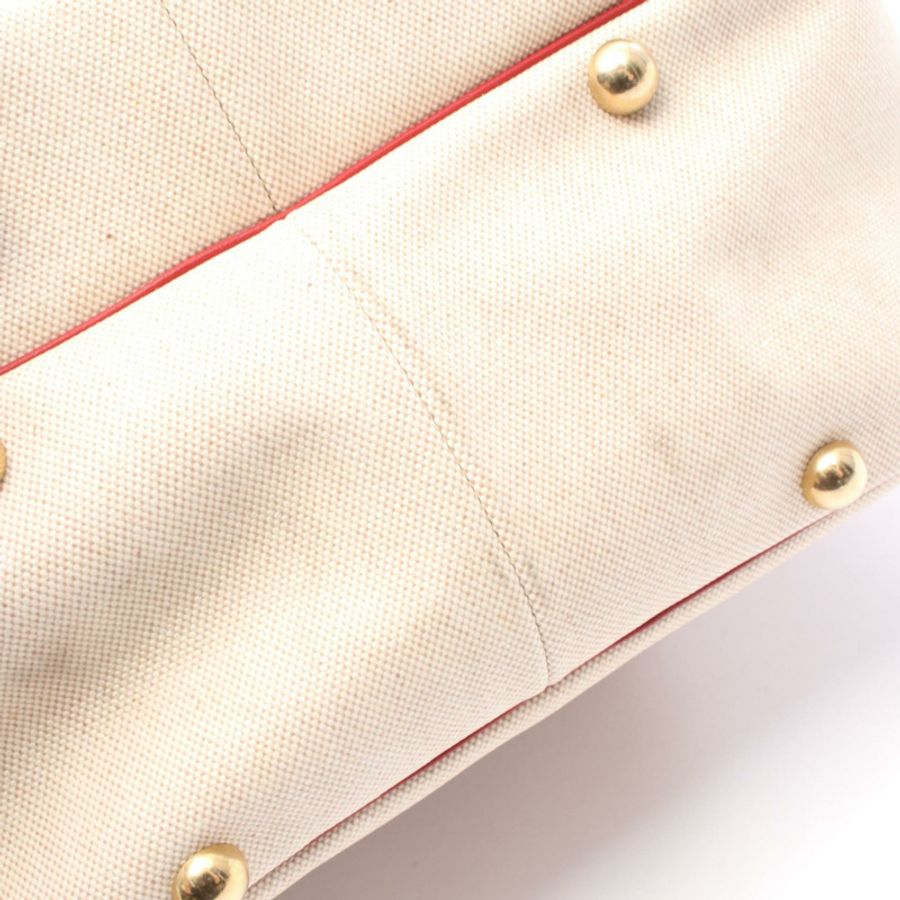 愛馬仕 Victoria 單肩背包,Toile H Clemence 皮革,米色/紅色,二手,金色五金,女士款-8