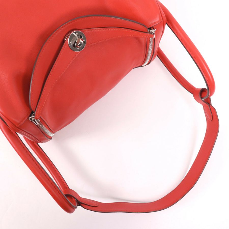 HERMES Swift皮革Lindy 30銀扣手挽肩背兩用袋Rose De Coeur-8