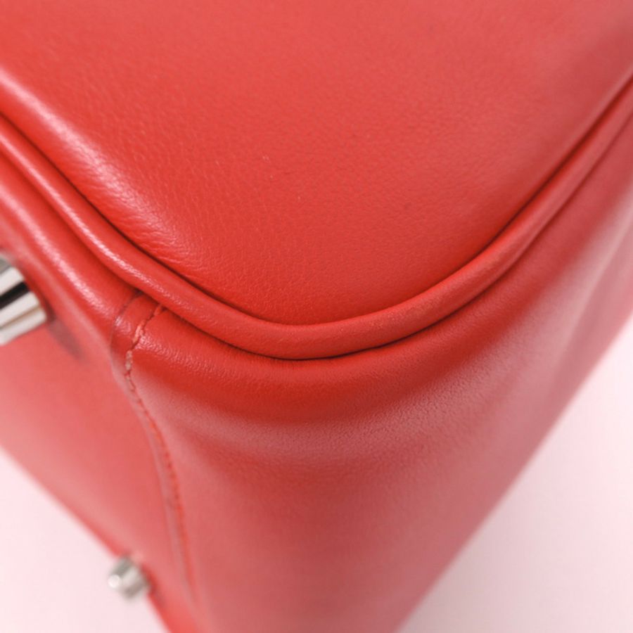 HERMES Swift皮革Lindy 30銀扣手挽肩背兩用袋Rose De Coeur-12