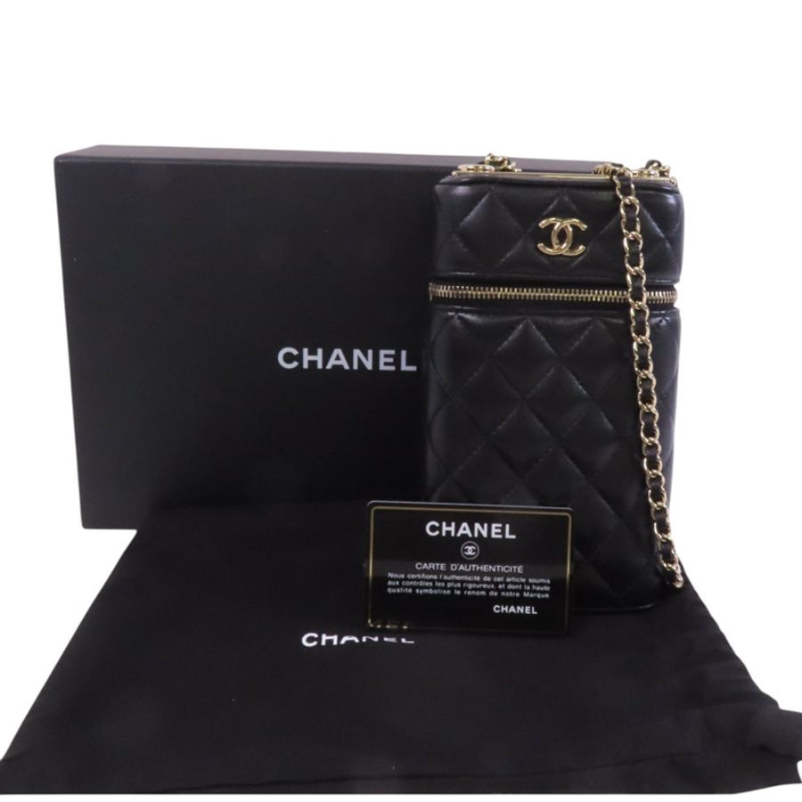 CHANEL 【激減優惠】羊皮皮革Vanity Phone Case with Chain金扣鏈帶肩背袋-9