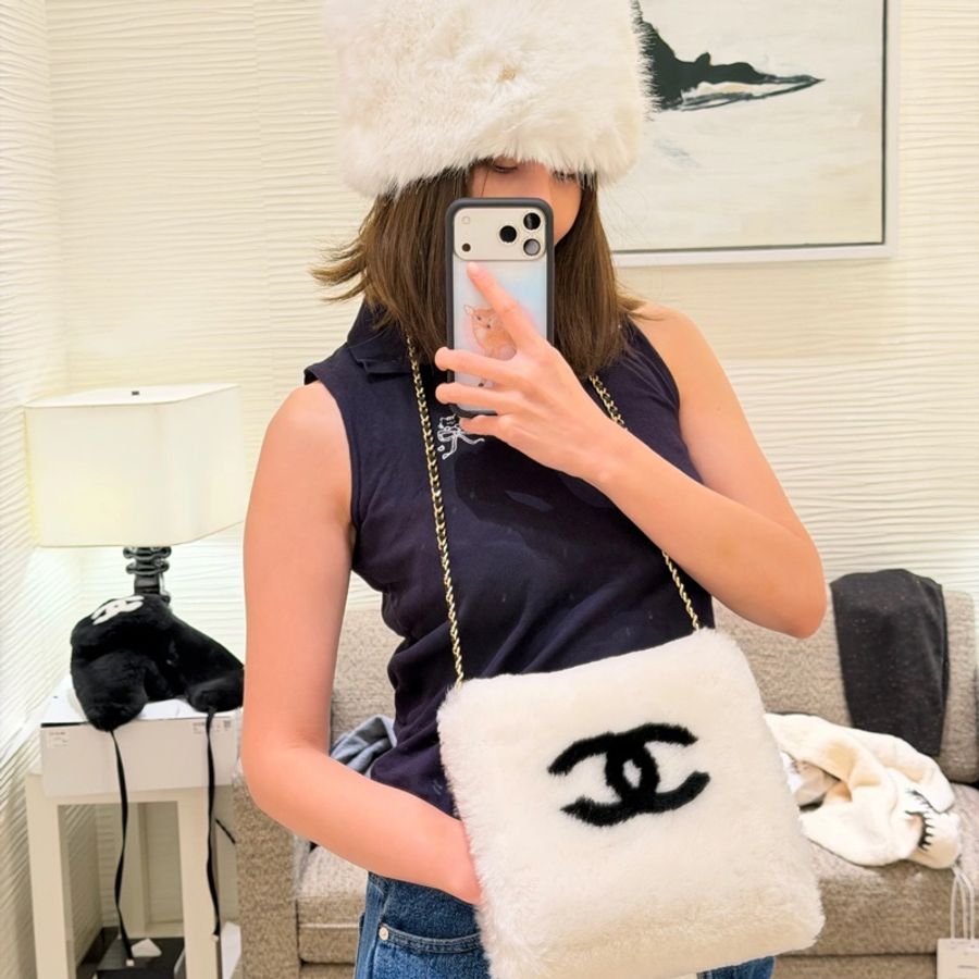 Chanel香奈兒25N滑雪系列毛毛手套套-4