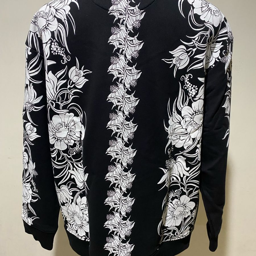 VALENTINO 黑色飾花朵圖案衛衣-1