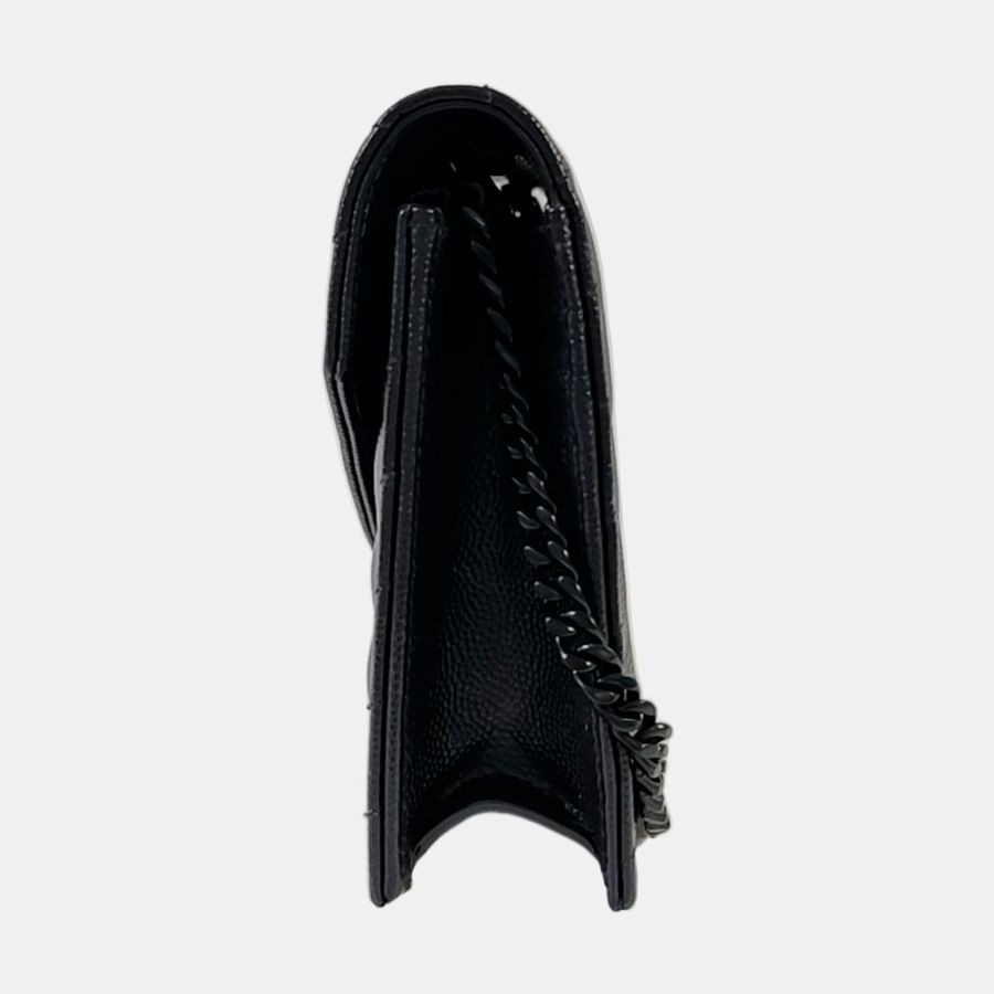 YSL MONOGRAM WOC 黑色牛
皮絎縫V紋單肩包斜挎包 黑色五金 可拆卸肩帶 配件齊全-2