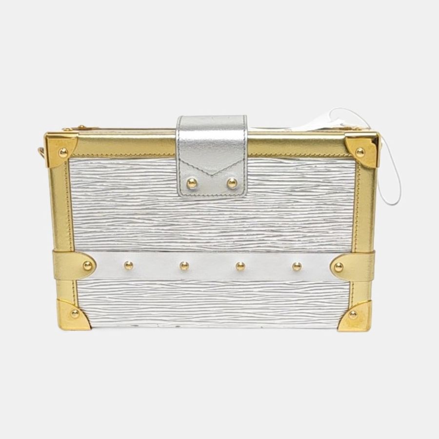 LOUIS VUITTON PETITE MALLE 銀色EPI 牛皮水波紋單肩包斜挎包 金色銀色五金 可拆卸肩帶-4