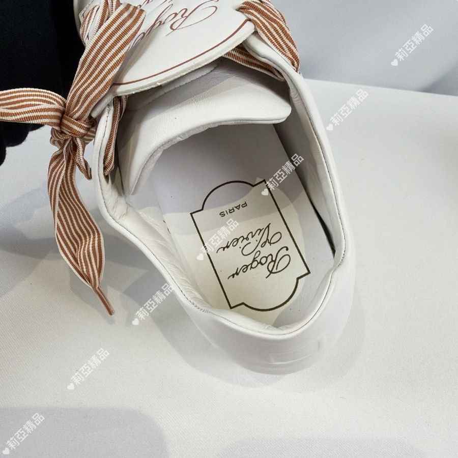 莉亞精品♡RV 綁帶字母小白鞋 尺碼34 近新美鞋-6