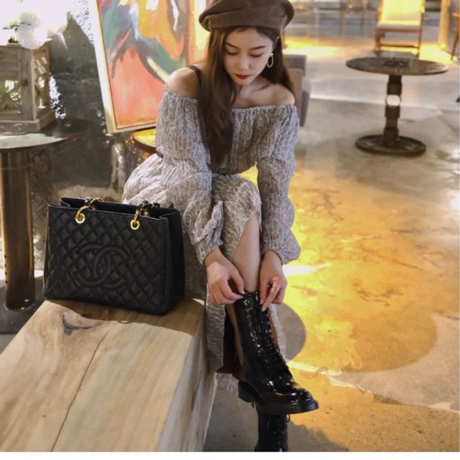 Chanel gst 黑金 荔枝紋皮 19鐳射 附件塵袋-7