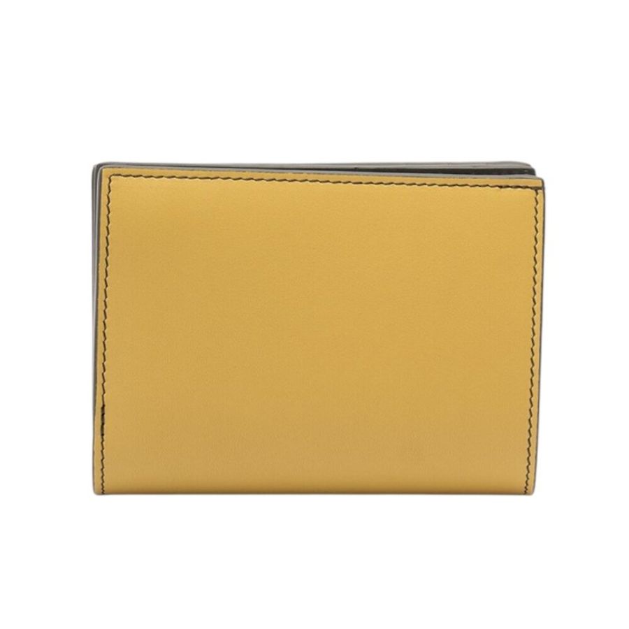 【LOEWE 羅威】Compact Landscape 納帕小牛皮 麂皮 錢包 皮夾 卡夾 短夾 酒瓶綠 赭色-3