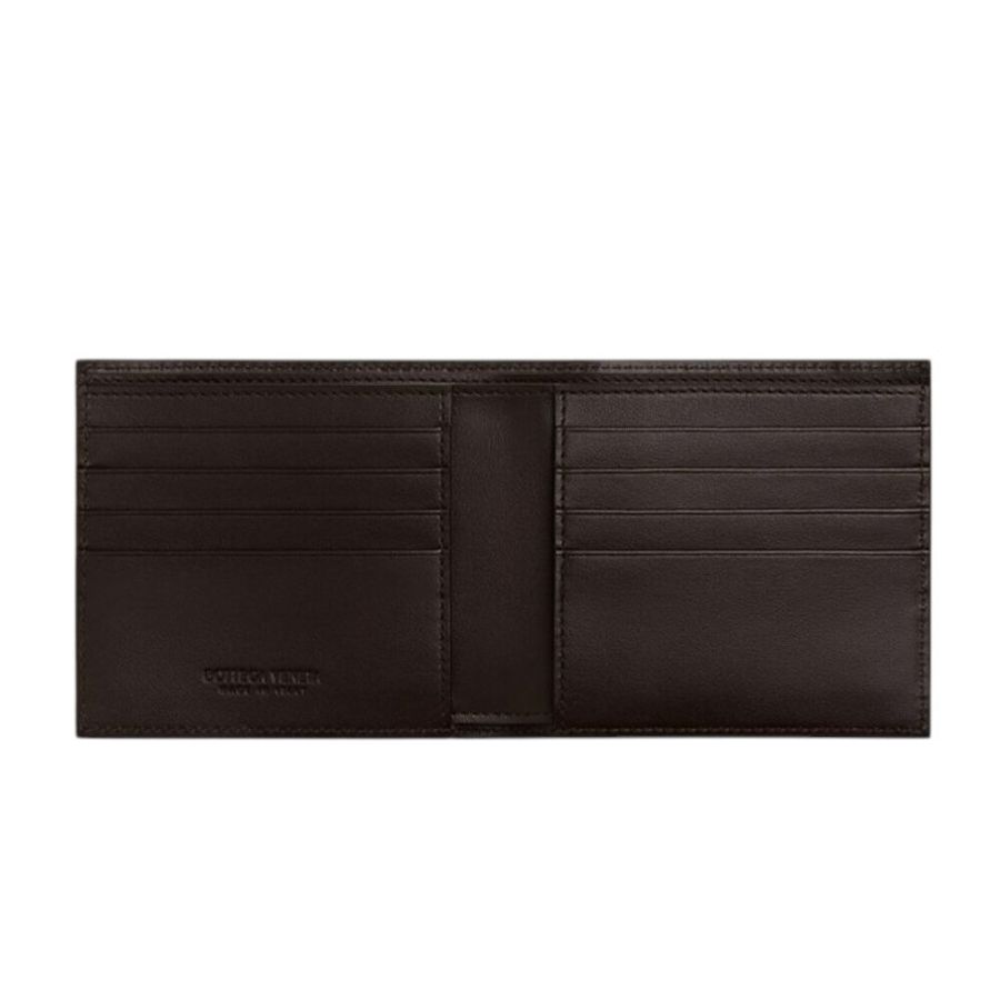 【BOTTEGA VENETA 寶緹嘉】BV Intrecciato Bi-Fold 牛皮 編織 短夾 卡夾 皮夾 深巧克力色 743211-4
