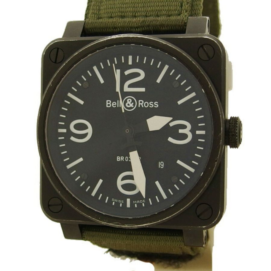 Bell & Ross Aviation BR03-92 男士手錶，黑色錶盤-1