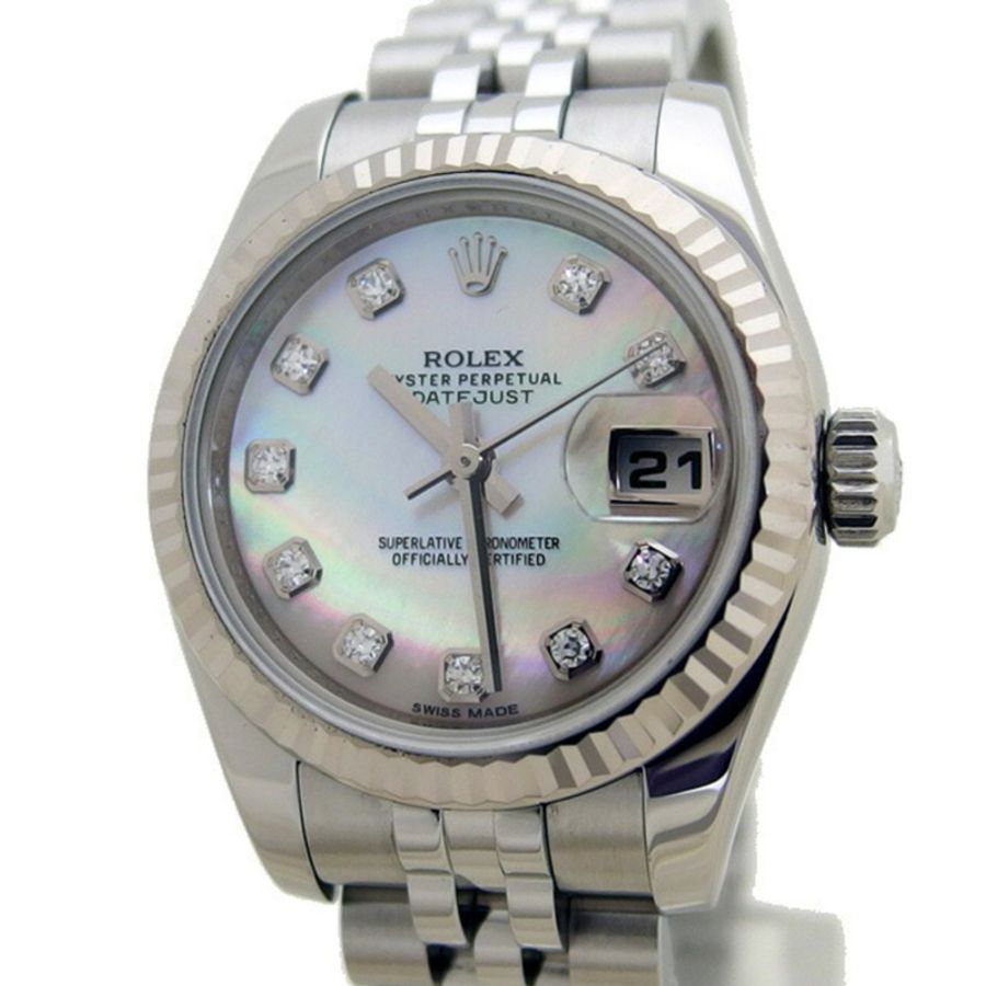 勞力士 Datejust 黑色貝殼 10P 鑽石女士手錶-1