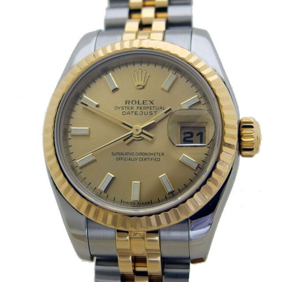 勞力士 Datejust 18K 黃金和不鏽鋼女士手錶 179173-0