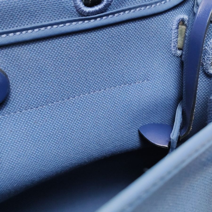 Hermes Herbag31單肩包Hunter牛皮帆布銀扣 73寶石藍7E明藍色C刻-25