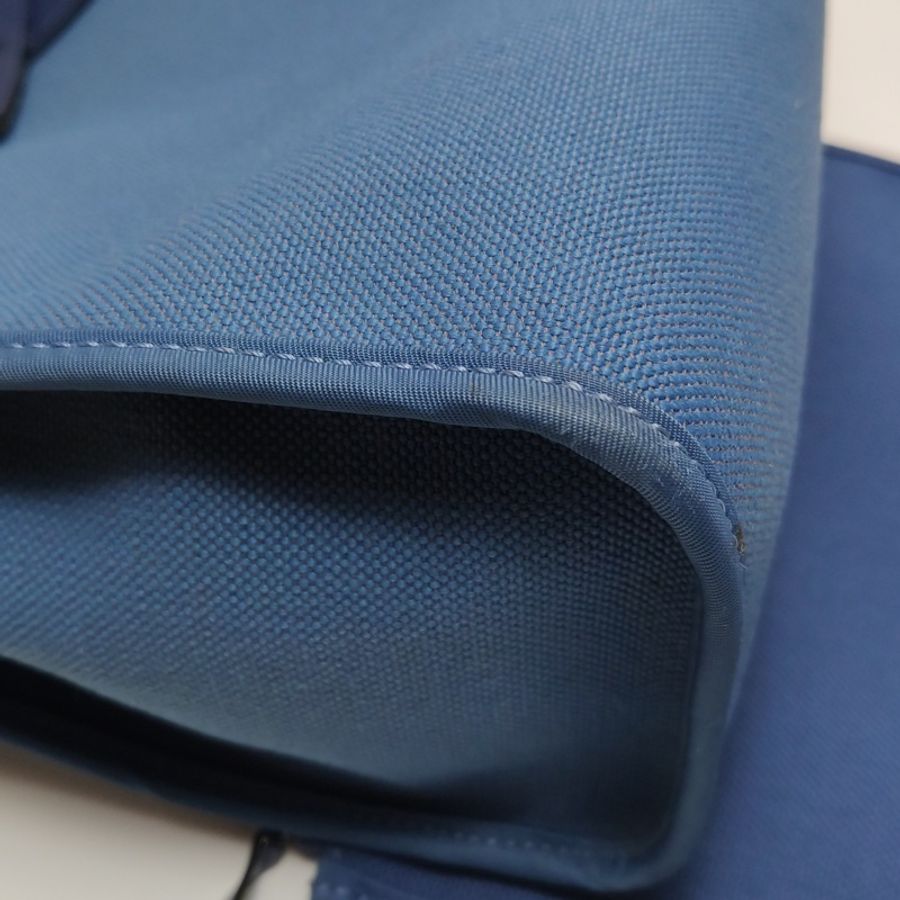 Hermes Herbag31單肩包Hunter牛皮帆布銀扣 73寶石藍7E明藍色C刻-16