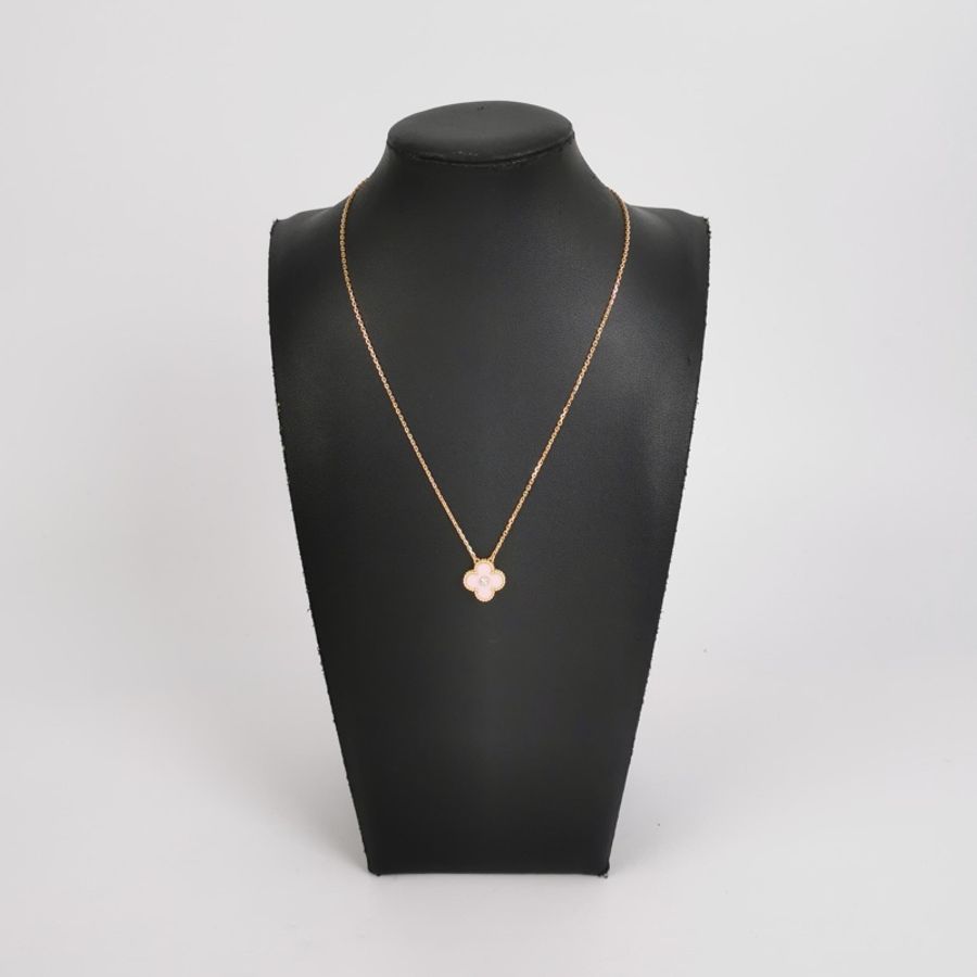 Van Cleef & Arpels VintageAlhambra18K玫瑰金鑽石陶瓷項鍊-1