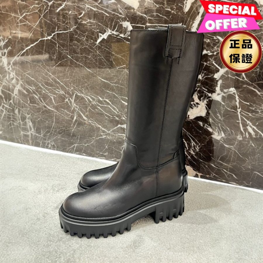 🎉新品好折扣✨Hogan 女款 H700 厚底皮革長靴 黑色/增高7.6公分 EU36/36.5/37/37.5/38/38.5/39/40 (購買請告知所需尺寸)-0