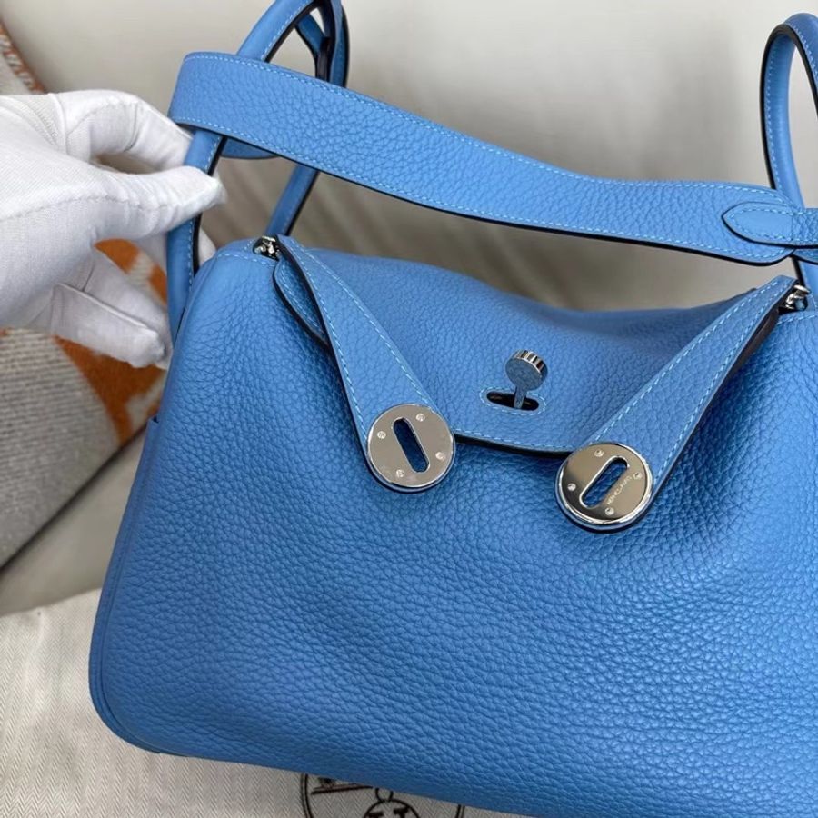 🌈Hermes🩵Lindy 26🩵天堂藍銀扣🌟99新🌈TC皮🌟-4