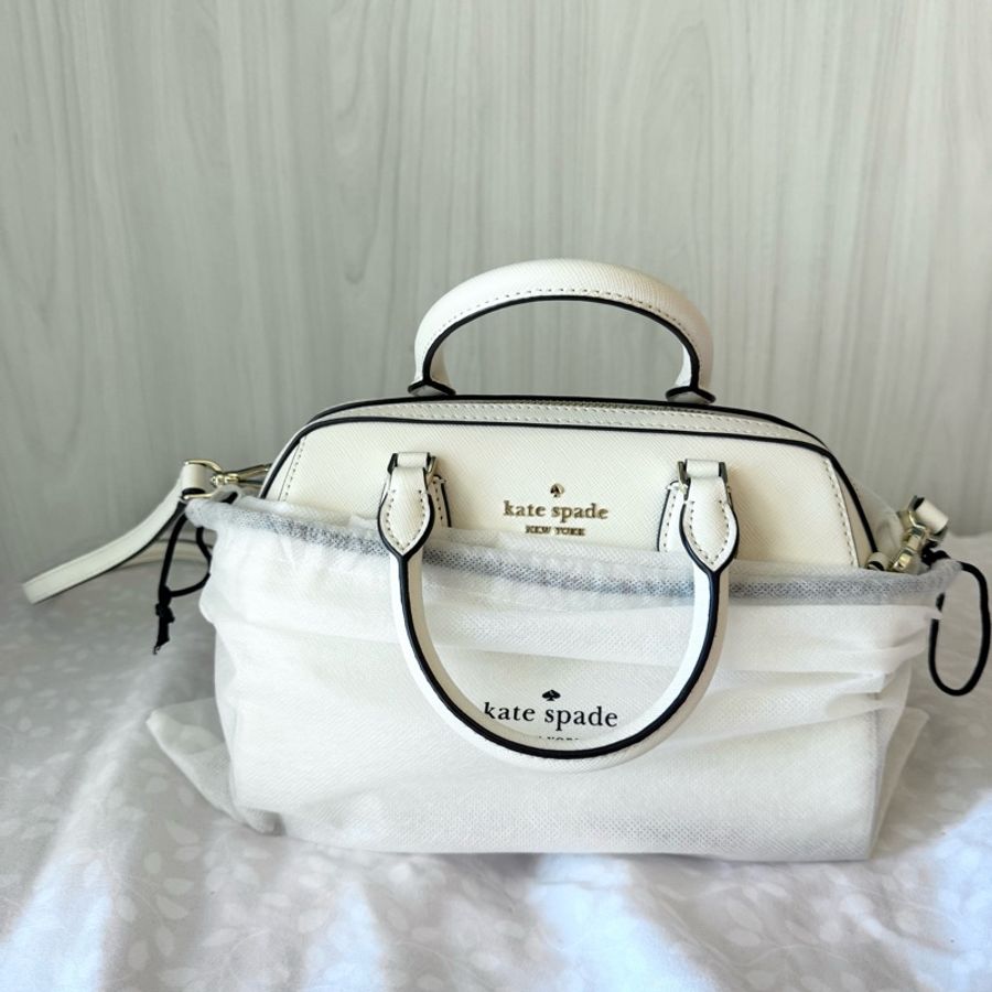 ✨ Kate Spade 真皮白色手提/斜背兩用波士頓包 ✨-7