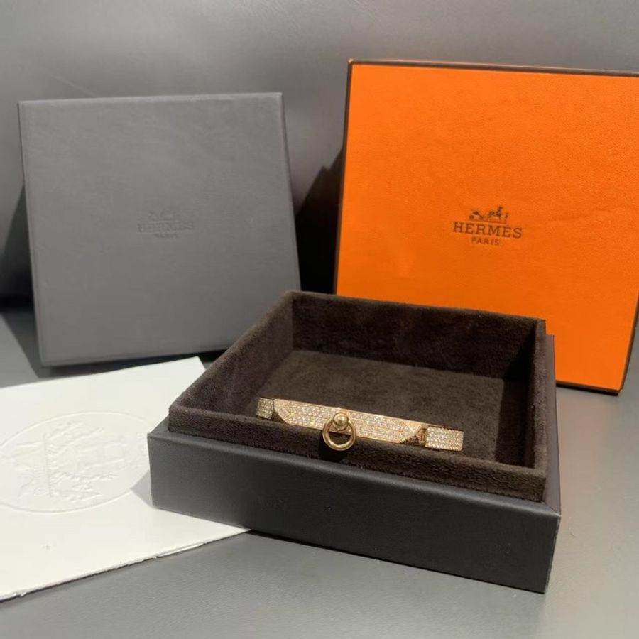 Hermes 愛馬仕 cdc 玫瑰金滿鑽手鐲 sh 小號，合適 15～16 手腕，2023 年購入-3